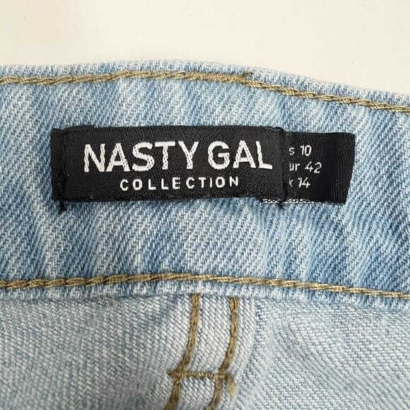 Nasty Gal Collection Jeans Two Tone Denim Mom Jeans. Light/Dark Blue. Size 10 - Picture 7 of 16
